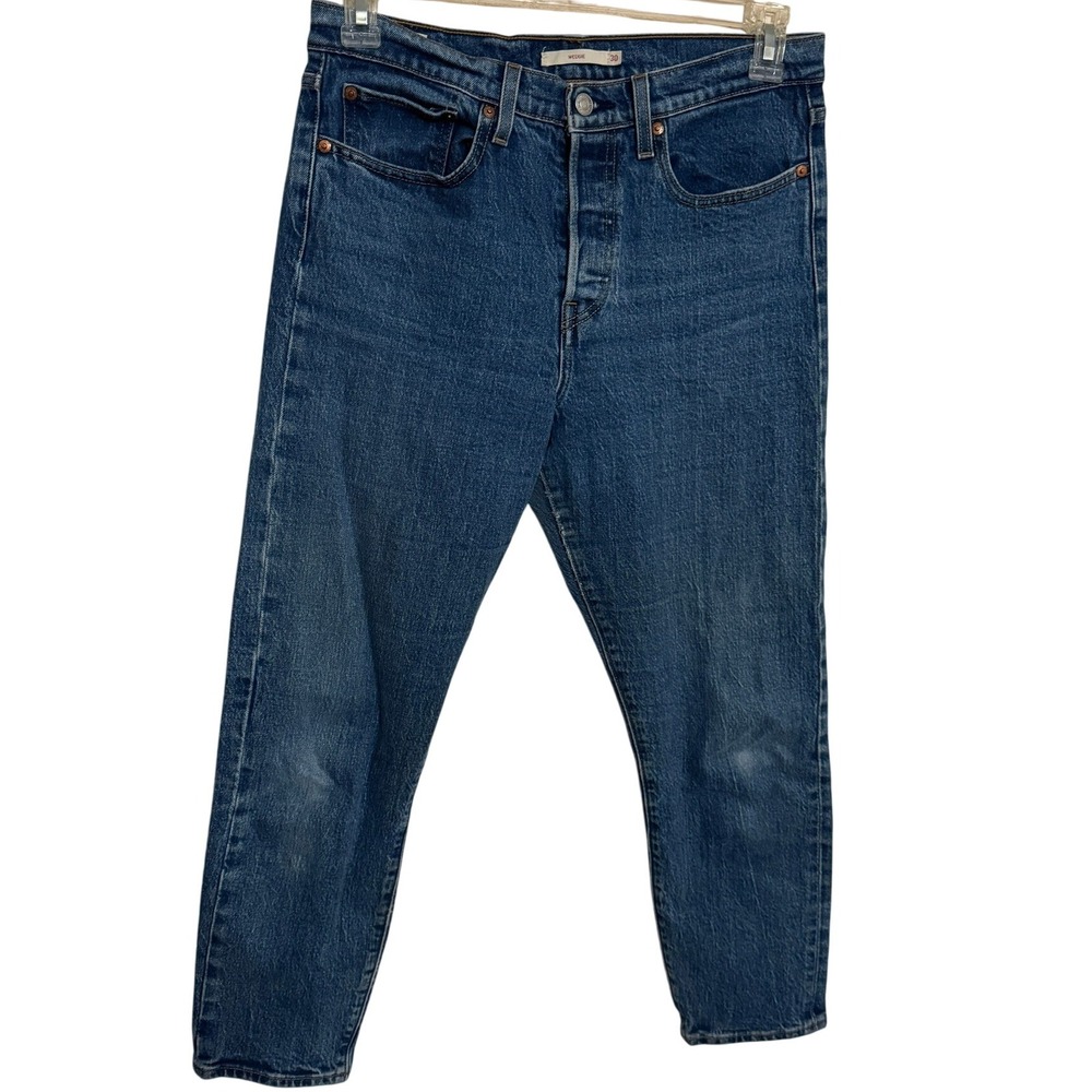 Levis Jeans Womens Size 30 Big E Premium Denim Wedgie Button Fly Cropped Blue